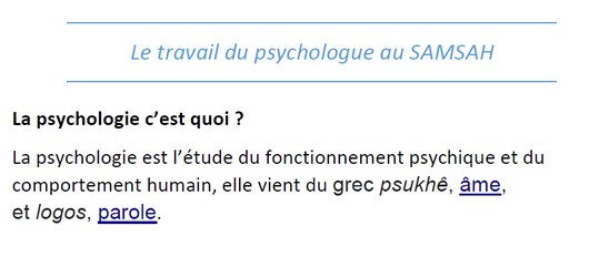 Le travail du psychologue au SAMSAH COS
