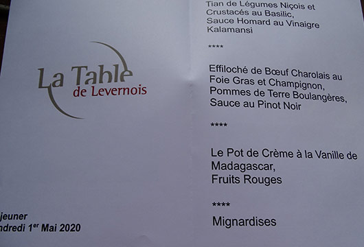 Le détail du menu gastronomique