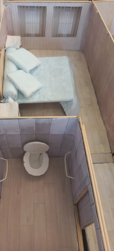 Toilettes avec espace et barres d'appui pour les transferts